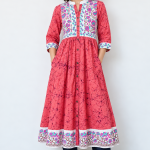 Coral Bloom Premium Block Print Kurti