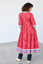 Coral Bloom Premium Block Print Kurti - Image 3