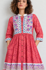 Coral Bloom Premium Block Print Kurti - Image 4