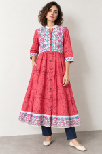 Coral Bloom Premium Block Print Kurti - Image 5