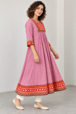 Rose Aura Premium Block Printed Flared Kurti - Image 2