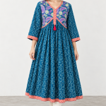 Teal Bloom Paisley Flared Kurti