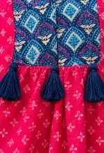 Fuchsia Bloom — Premium Block Printed Flared Kurti - Image 6